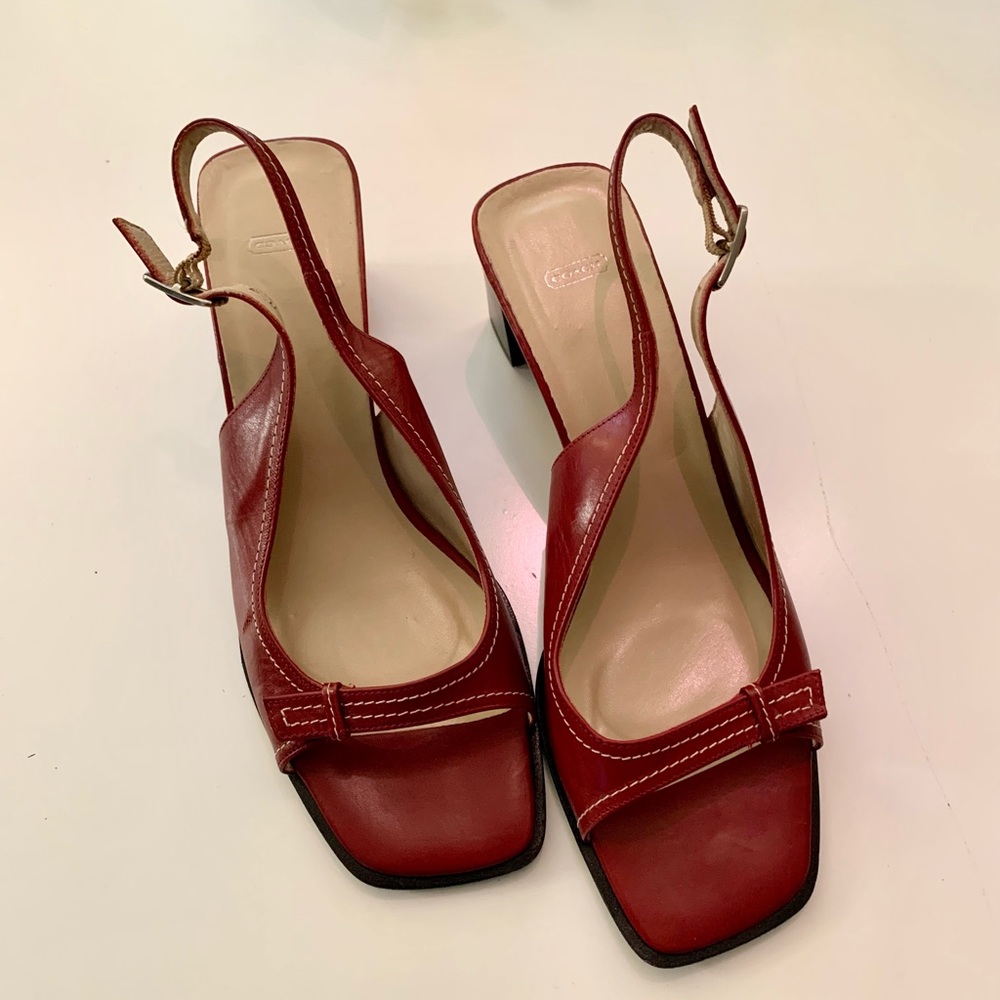 Coach Vintage Leather Nora Slingback Red Heel